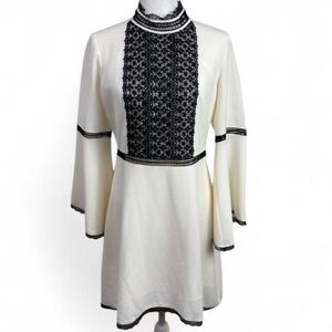 Nanette Lepore High Neck Dramatic Bell Sleeves Ivory
Cream Lined Dress Size 8
